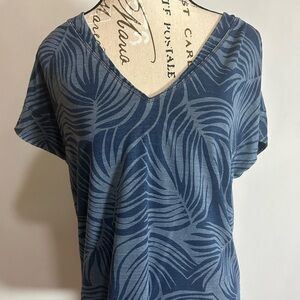 White House Black Market Blue Short Sleeve Relaxed Blouse